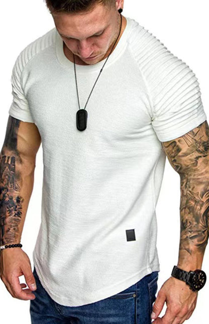 Men's Casual Poly Blend Ribbed Sleeve Tee