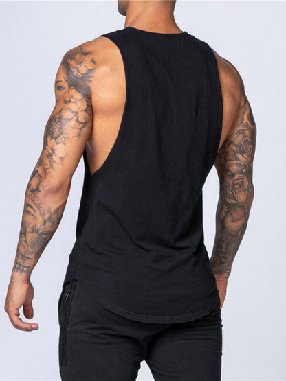 Men's Solid Color Round Neck Casual Breathable Slim Fit Sports Vest