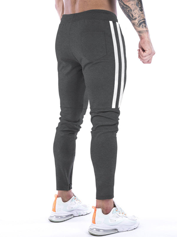 Men's Contrasting Stripe Zippered Training Sweatpants