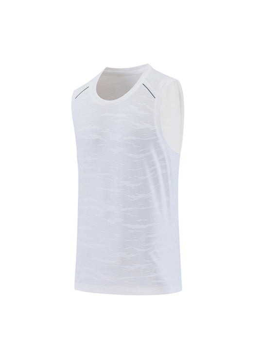 Men's loose round neck breathable and quick-drying running sports vest