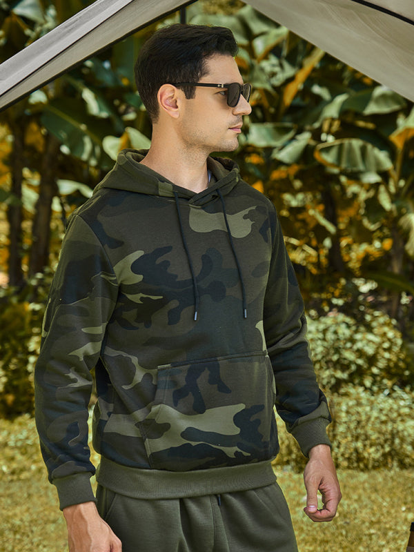 Men's casual camouflage print fashion hooded sweatshirt