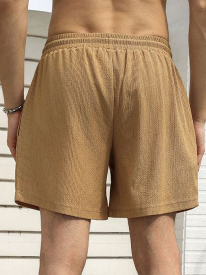 Men's casual sports shorts running shorts quick-drying lined double-layer woven shorts