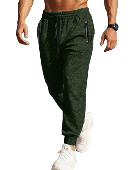 Men's sports trousers casual cationic sweatpants zipper cuffs slim fit sweatpants