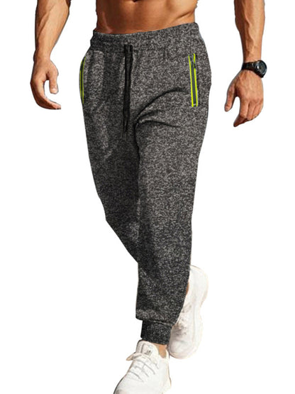 Men's sports trousers casual cationic sweatpants zipper cuffs slim fit sweatpants