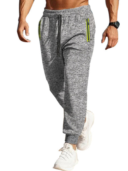 Men's sports trousers casual cationic sweatpants zipper cuffs slim fit sweatpants