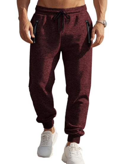 Men's sports trousers casual cationic sweatpants zipper cuffs slim fit sweatpants