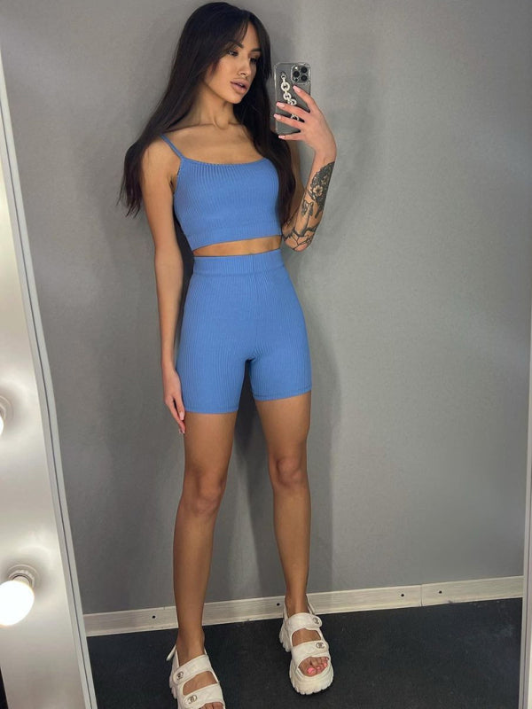 Sexy suspender shorts fashion suit yoga sports suit