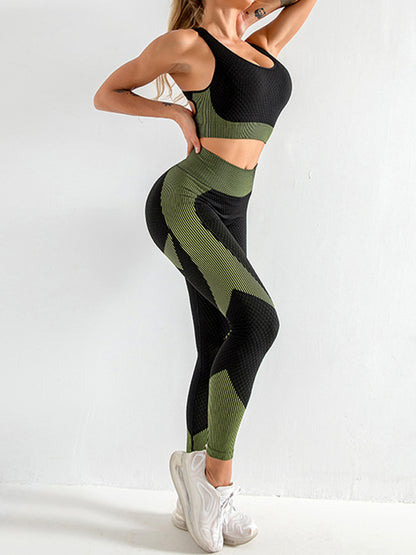 Sports Yoga Clothing Set Fitness Tank Top Jacket High Waist Yoga Pants Three Piece Set