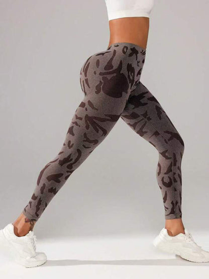 V waist camouflage peach hip sports trousers seamless yoga pants waisted fitness pants