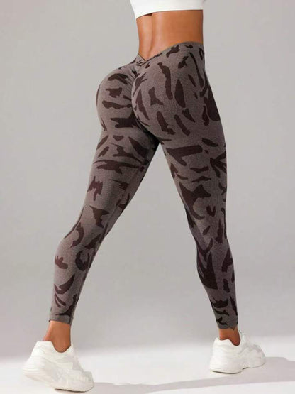 V waist camouflage peach hip sports trousers seamless yoga pants waisted fitness pants