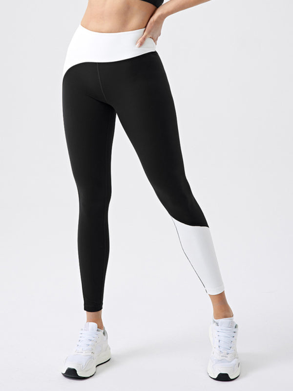 Eco-friendly recycled fabric contrast color yoga pants outdoor running and fitness leggings