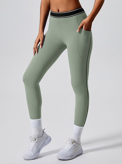 Contrast color yoga pants outdoor running fitness leggings