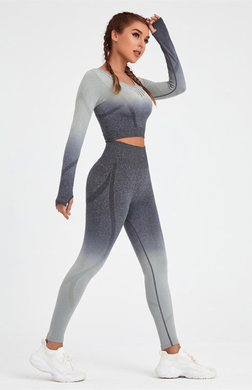 Women's Long Sleeve Gradient Yoga Set