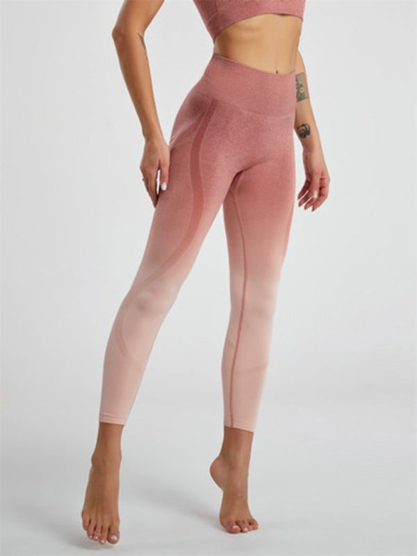 Women's Gradient Hang Dye Seamless Yoga Two-Piece Suit